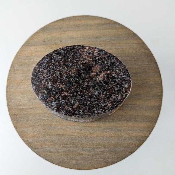 Soapstone Inlay Shell Trinket Box Jewelry Floral Vintage Vanity Oval Unique Gift - Picture 3 of 9